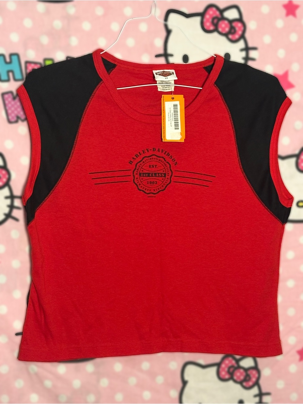 NWT Harley-Davidson Red and Black Girls' Sleeveless Logo Tank